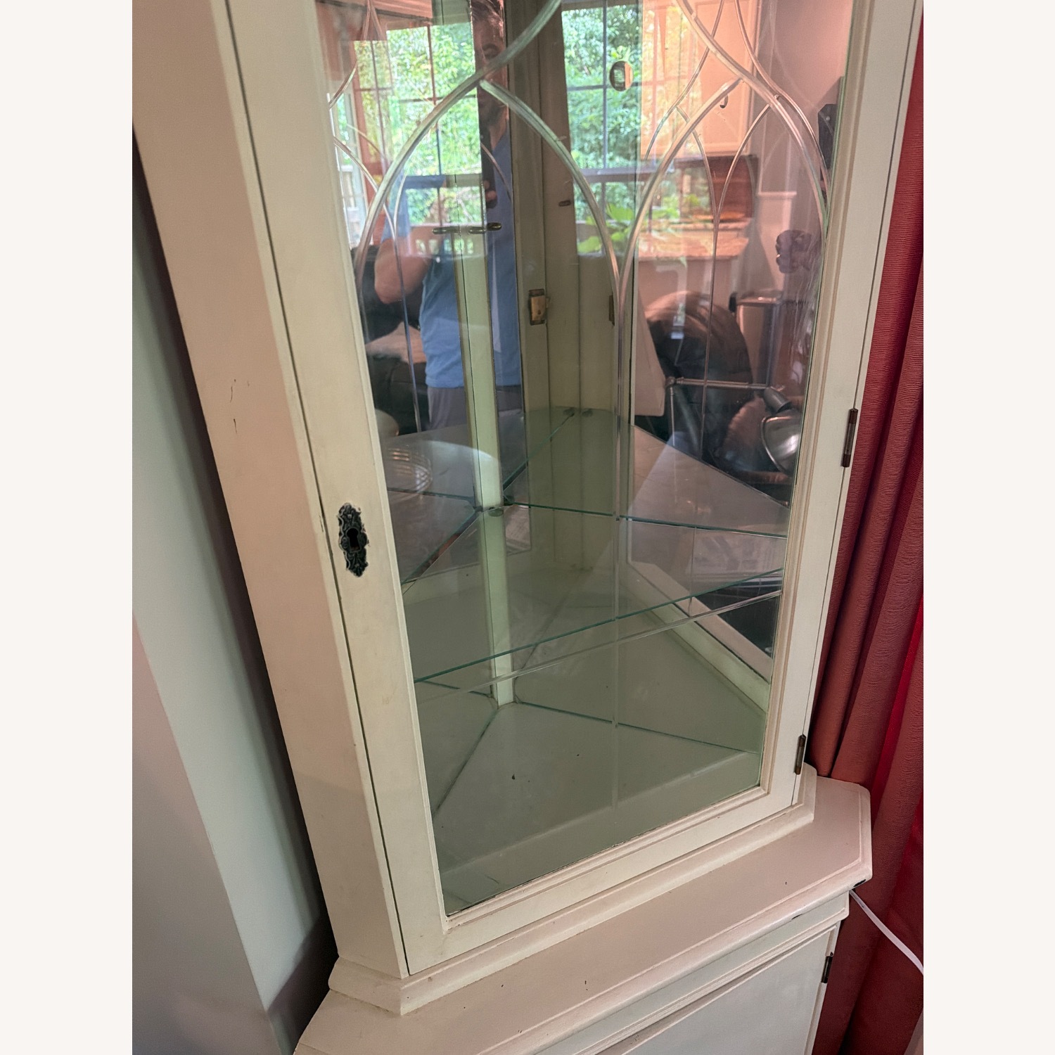 UK Vintage Corner Glass White Wood Bookcase - image-2