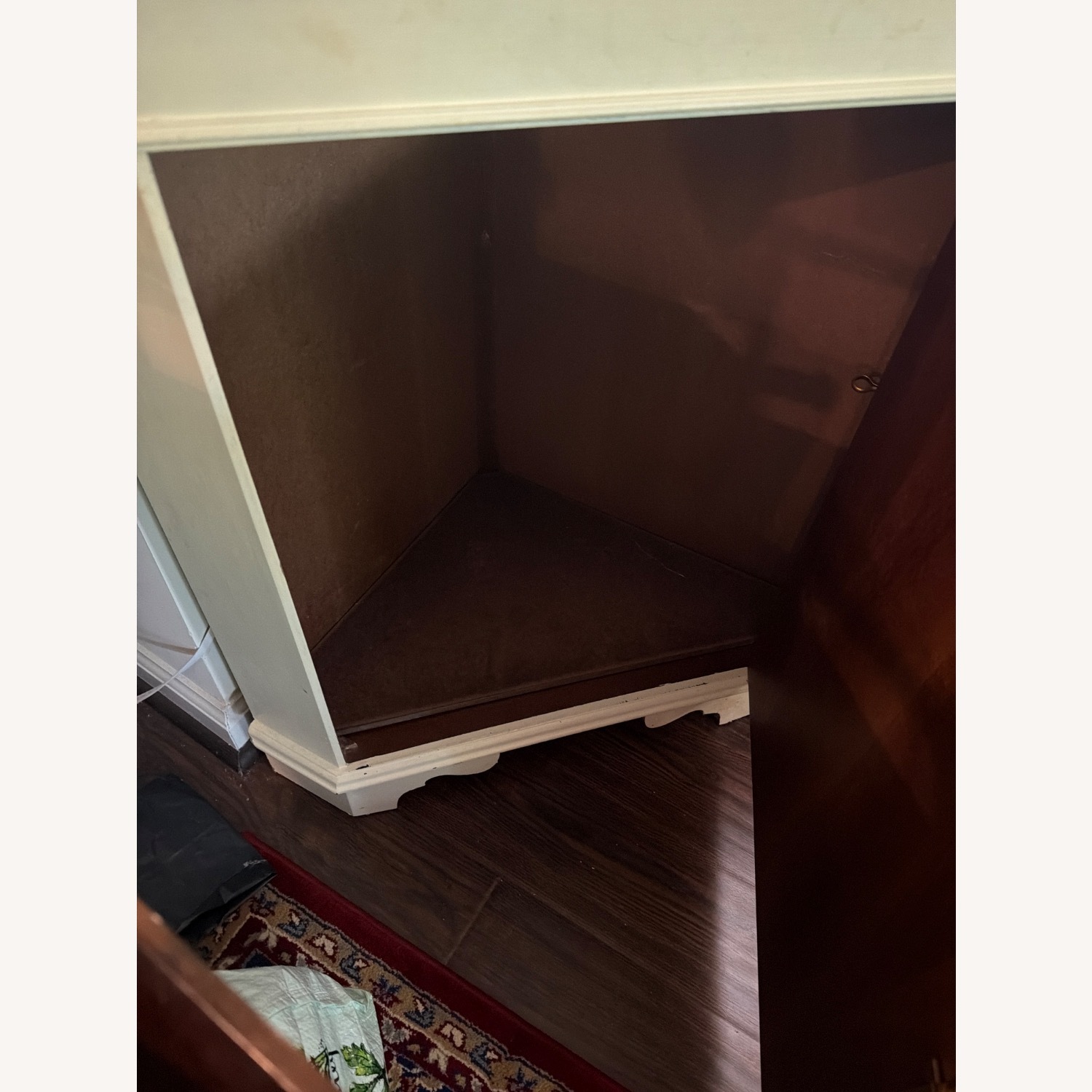 UK Vintage Corner Glass White Wood Bookcase - image-3