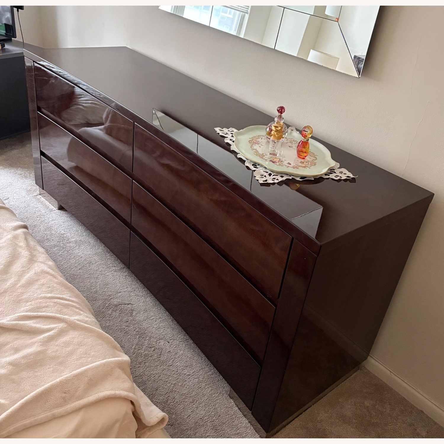 Dark Brown High Gloss Dresser - image-4