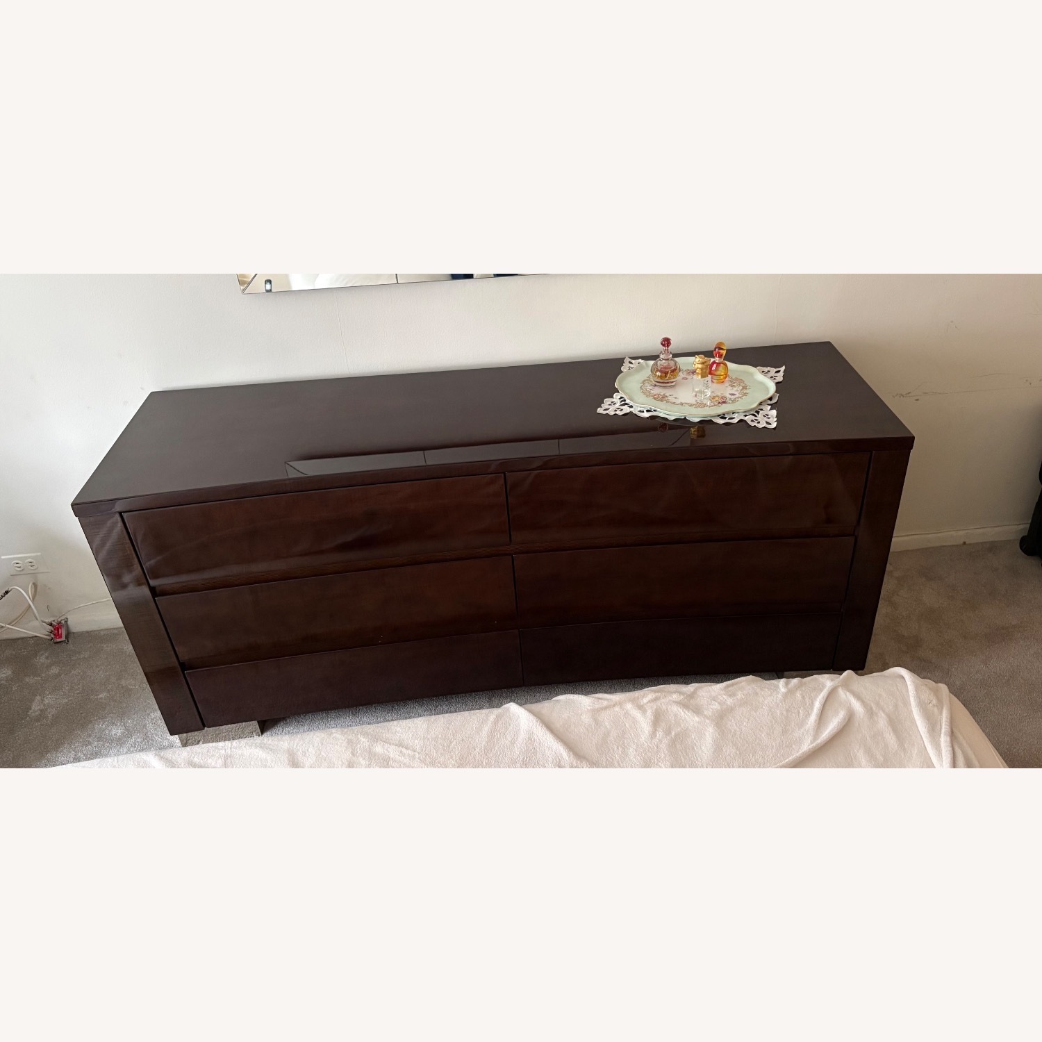 Dark Brown High Gloss Dresser - image-2