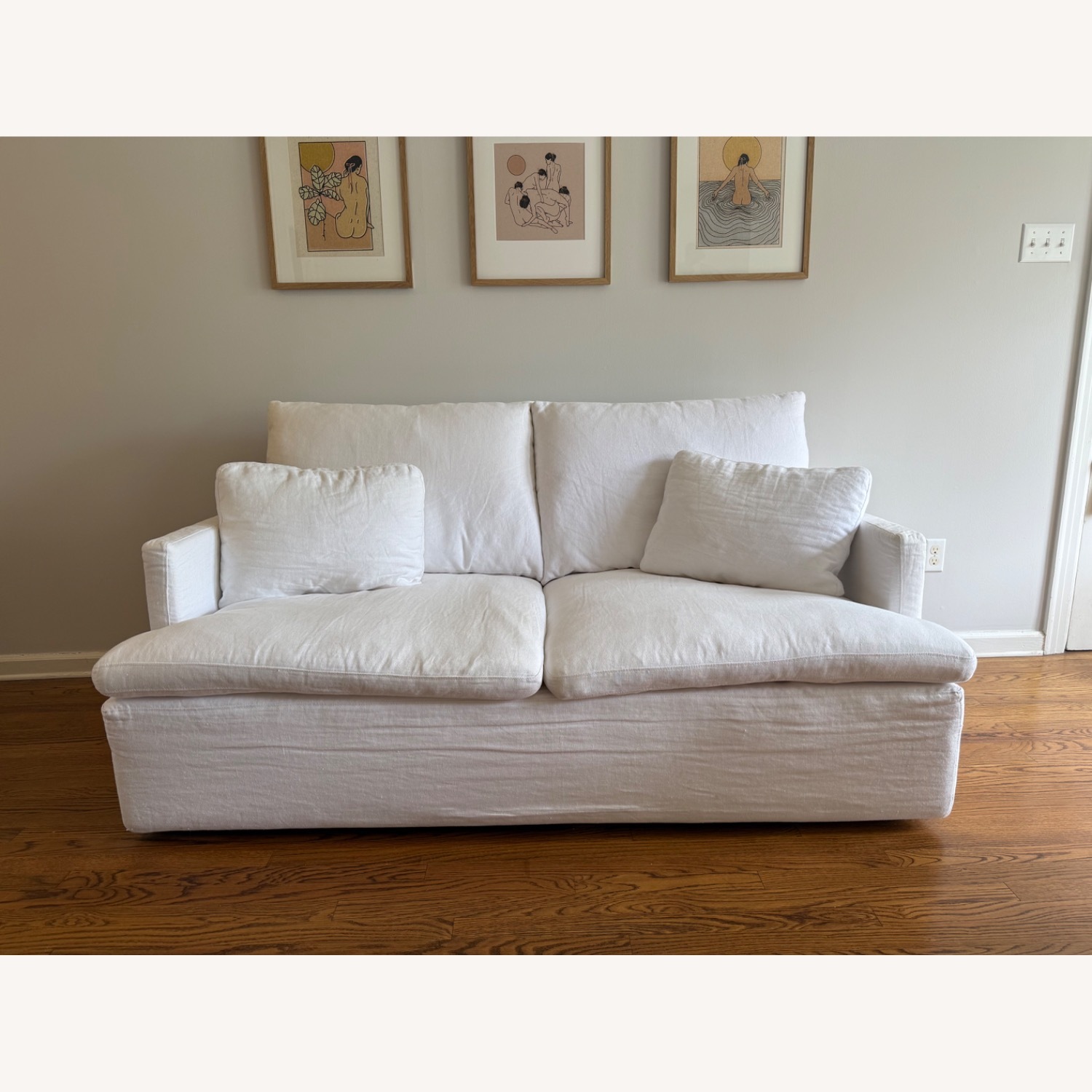 Restoration Hardware White Cloud Track Arm 2 Cushion Sofa - image-3