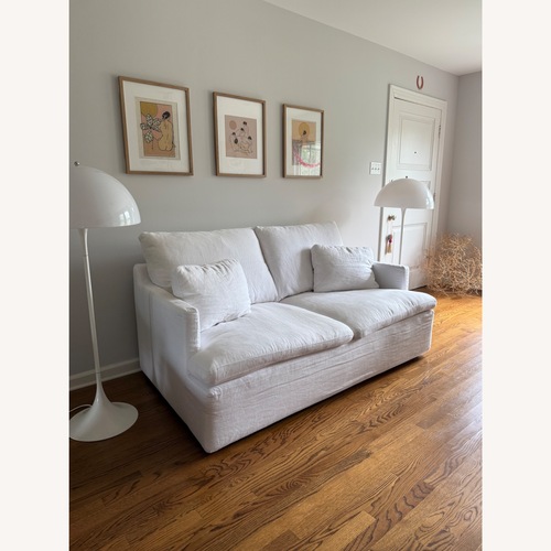 Used Restoration Hardware White Cloud Track Arm 2 Cushion Sofa for sale on AptDeco