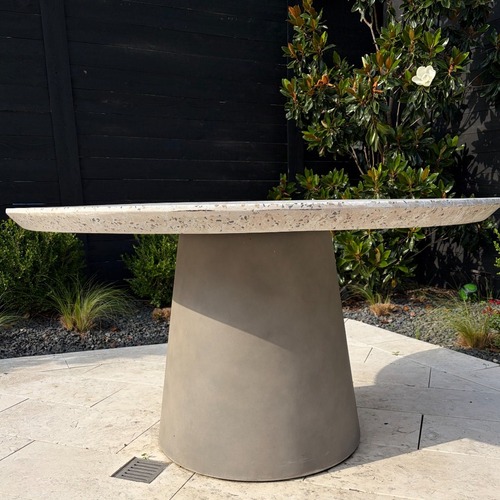 Used Arhaus Edgewater Outdoor Terrazzo Dining Table for sale on AptDeco