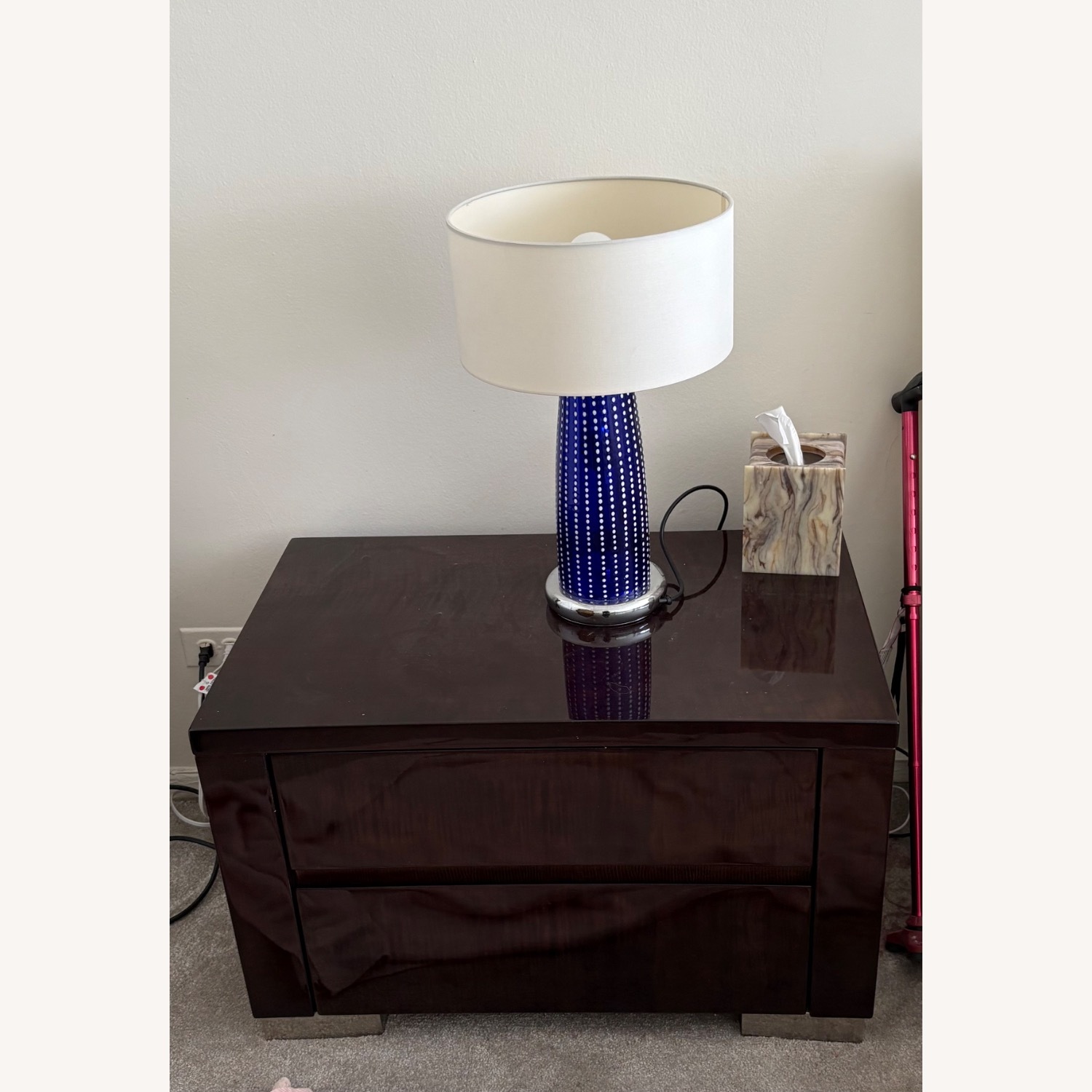Dark Brown High Gloss Bedside Tables - image-2