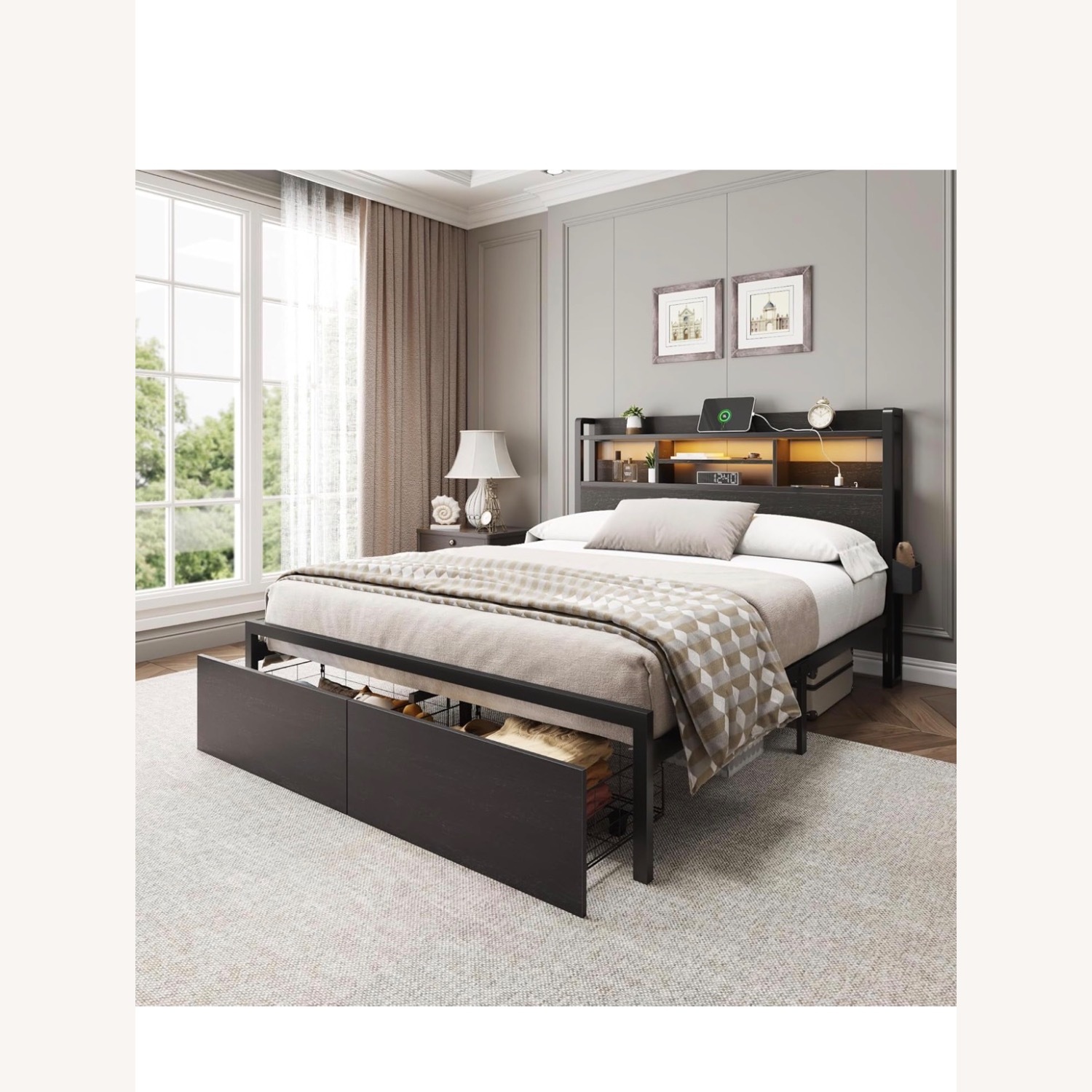 Vintage/Antique Black Metal Full Bed - image-4