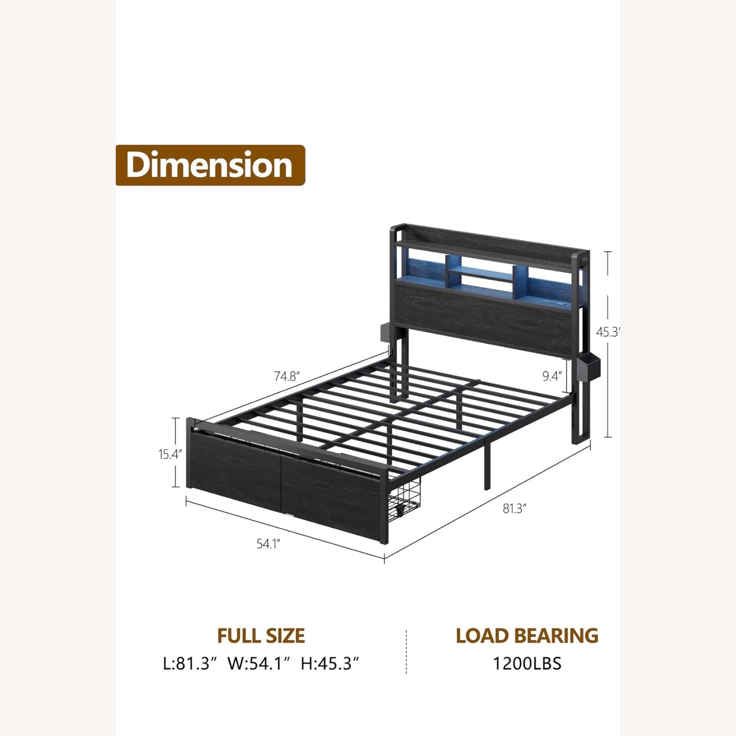 Vintage/Antique Black Metal Full Bed - image-5