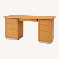 Ethan Allen Radius Double-Pedestal Maple Desk