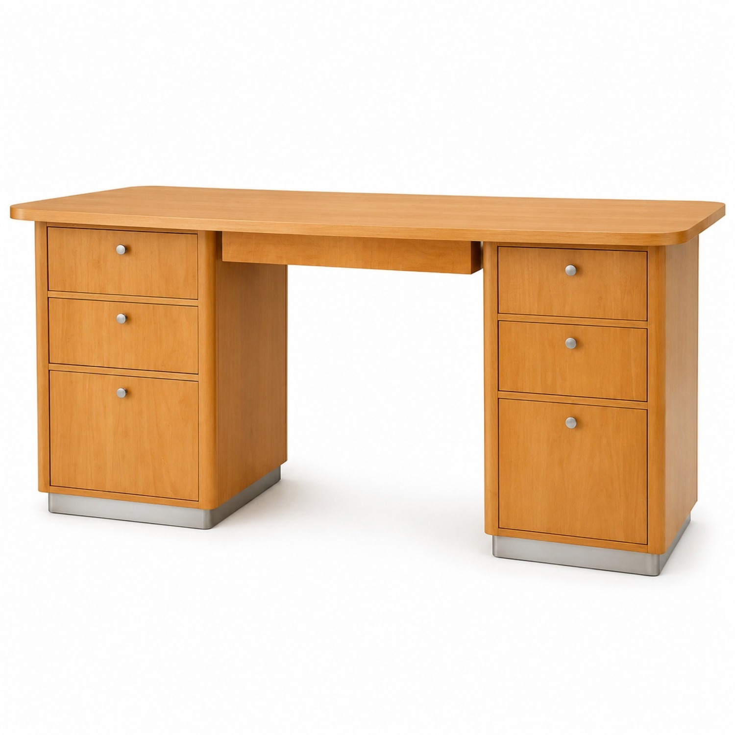 Ethan Allen Radius Double-Pedestal Maple Desk - image-7