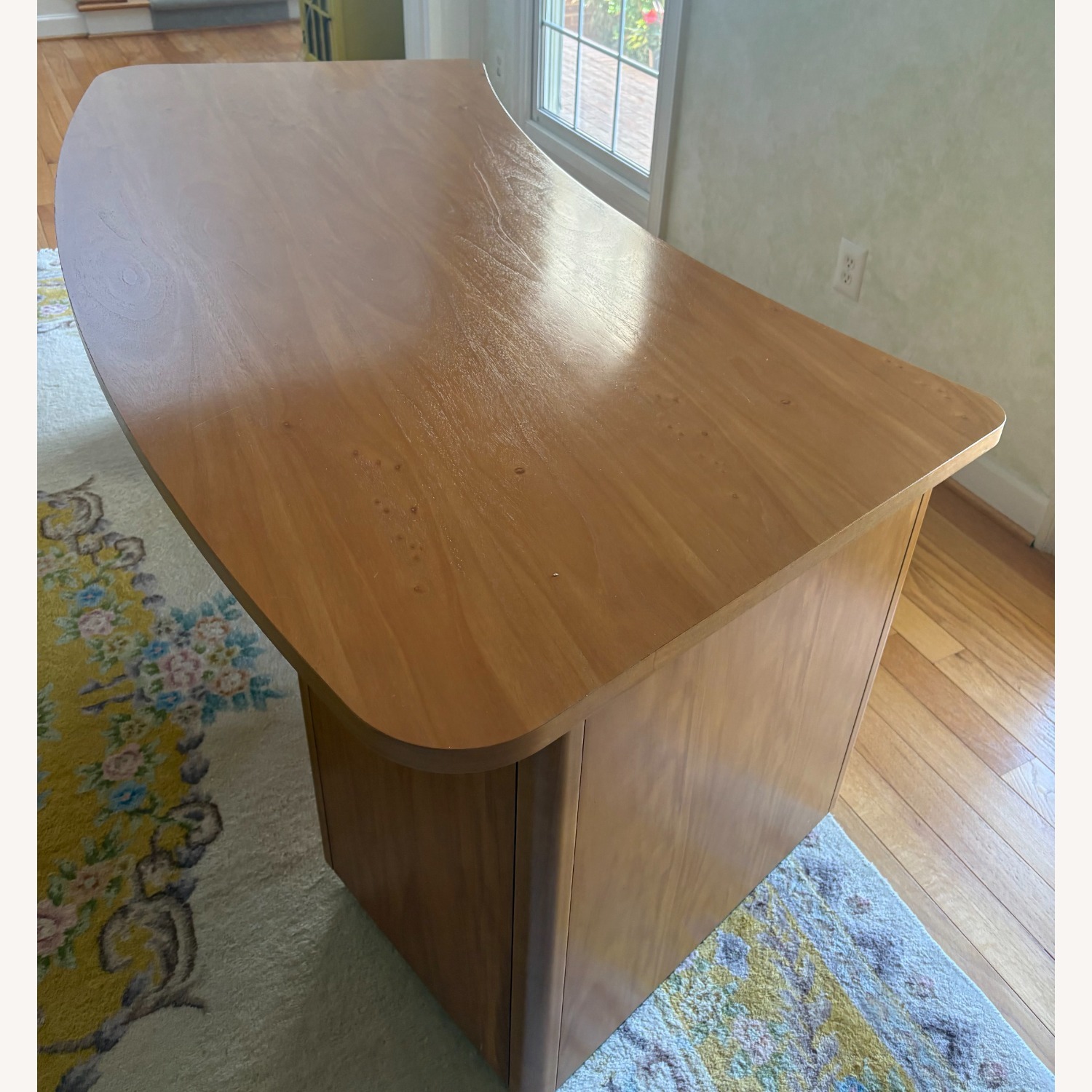 Ethan Allen Radius Double-Pedestal Maple Desk - image-5