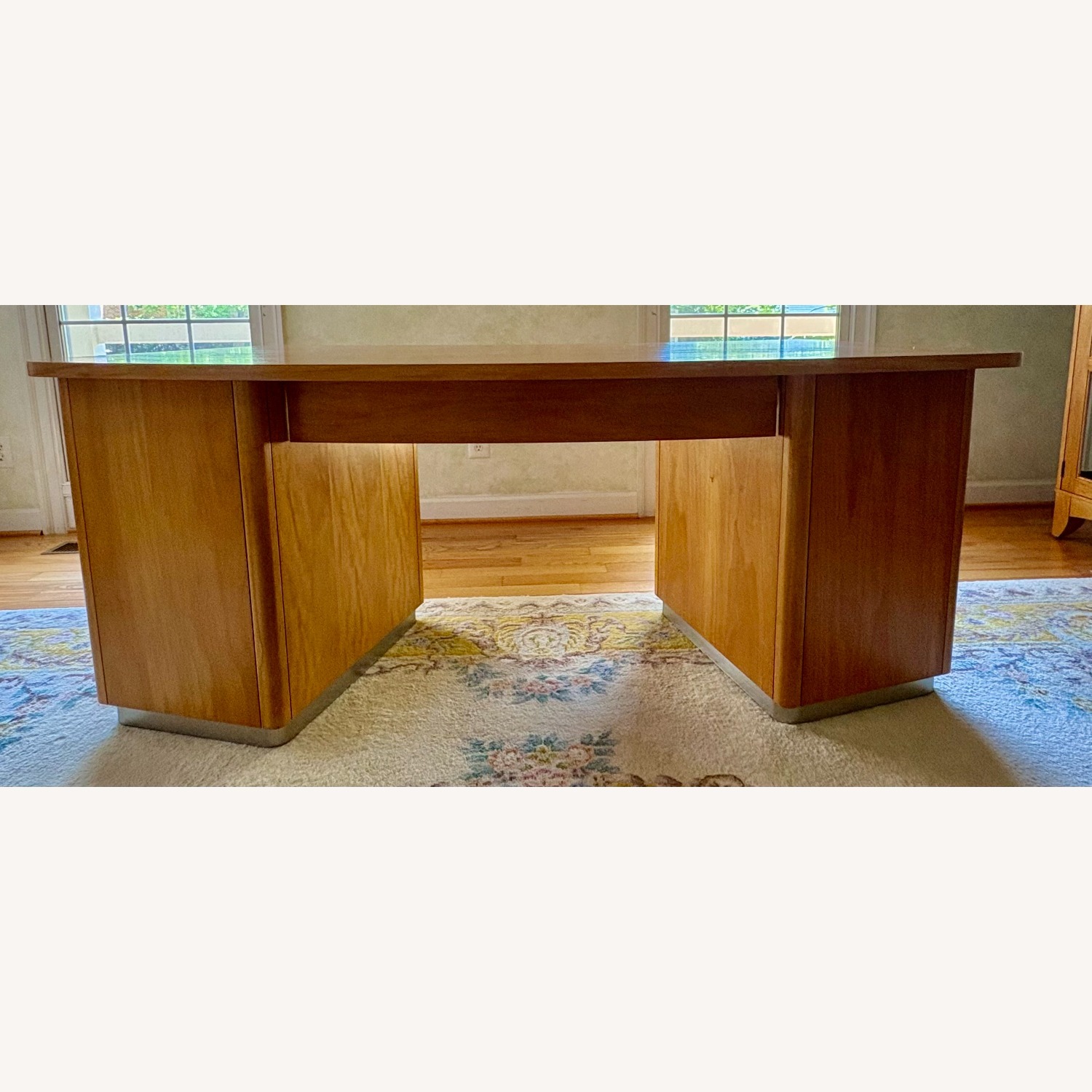 Ethan Allen Radius Double-Pedestal Maple Desk - image-6