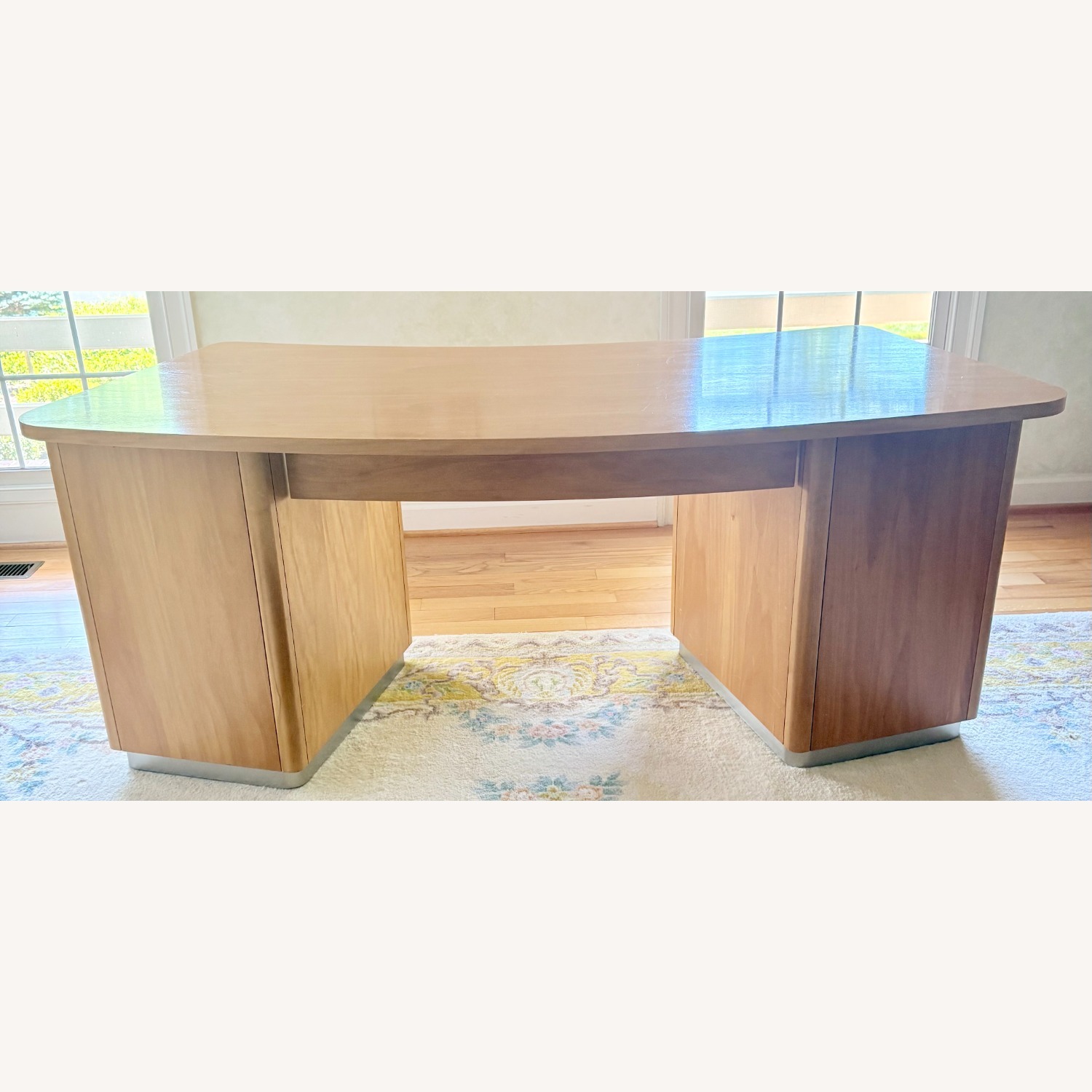 Ethan Allen Radius Double-Pedestal Maple Desk - image-4