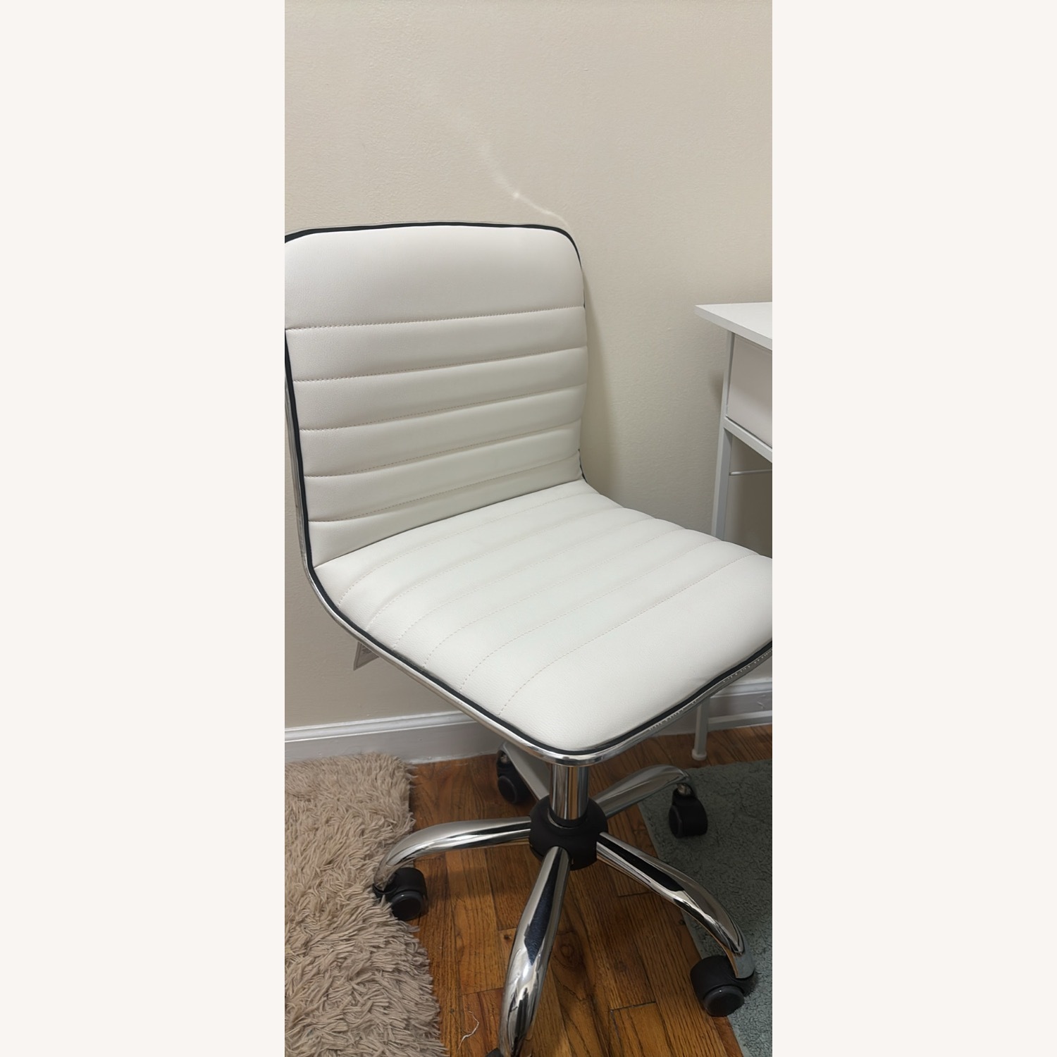 White Faux Leather Office Chair - image-1
