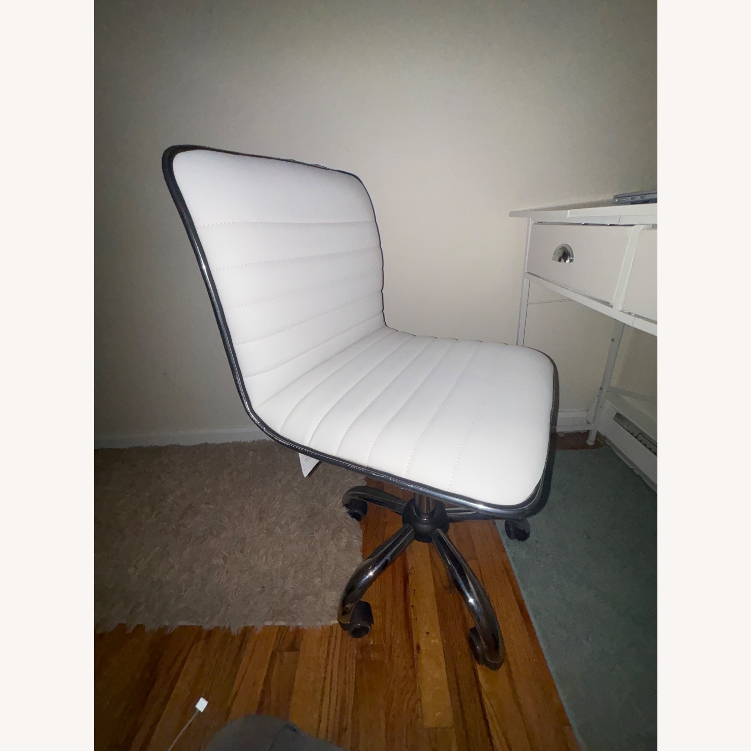White Faux Leather Office Chair - image-3