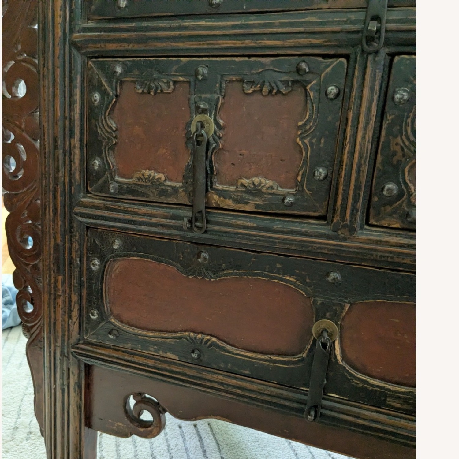 Antique 1900s Chinese 4-Drawer Kitchen Chest - image-9