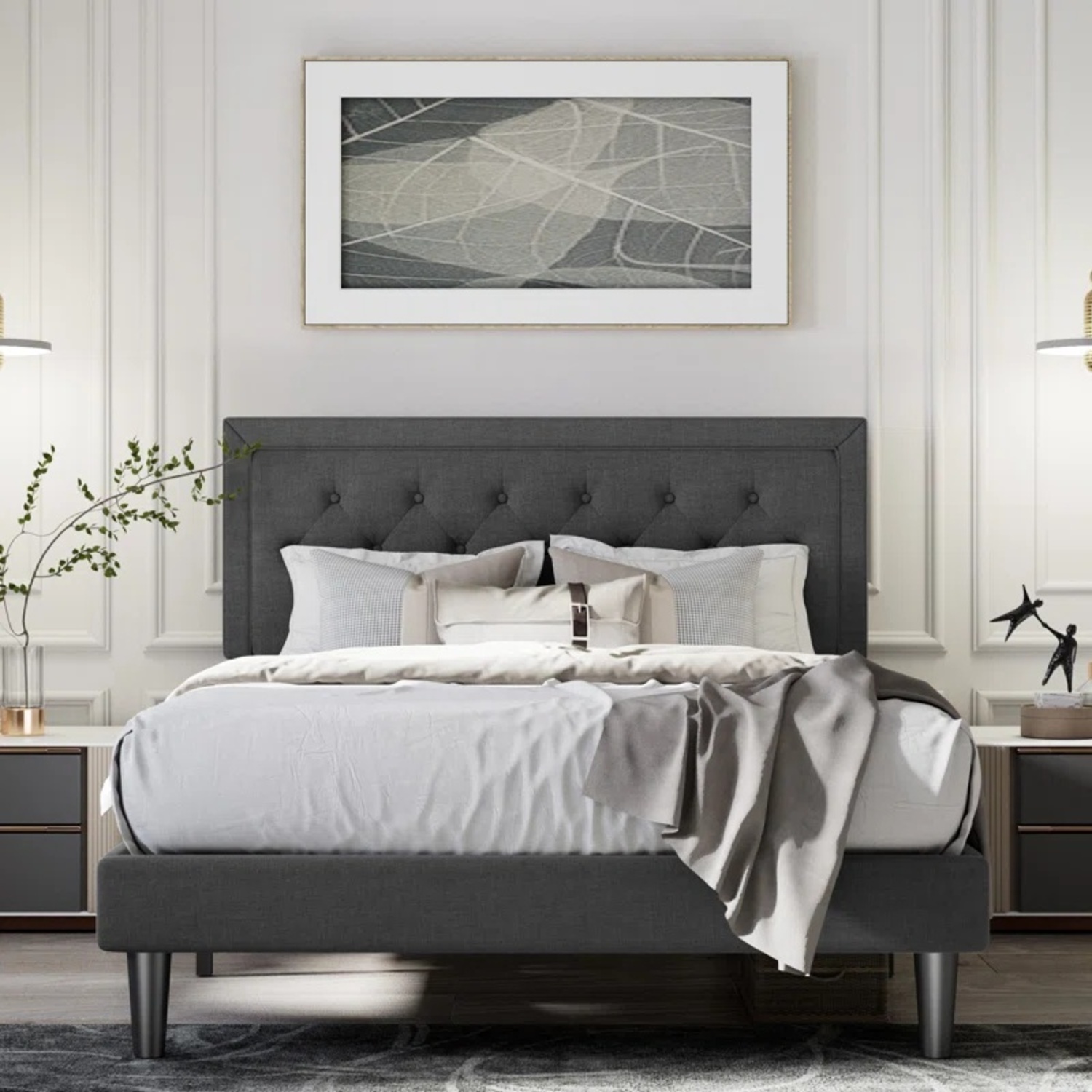Mercury Row Dark Gray Fabric Full Bed - image-5