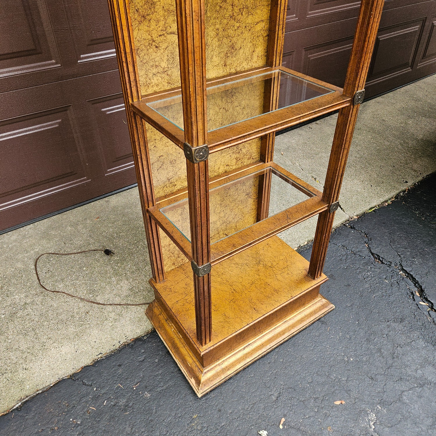 Antique French Style Giltwood Open Display Cabinet - image-5