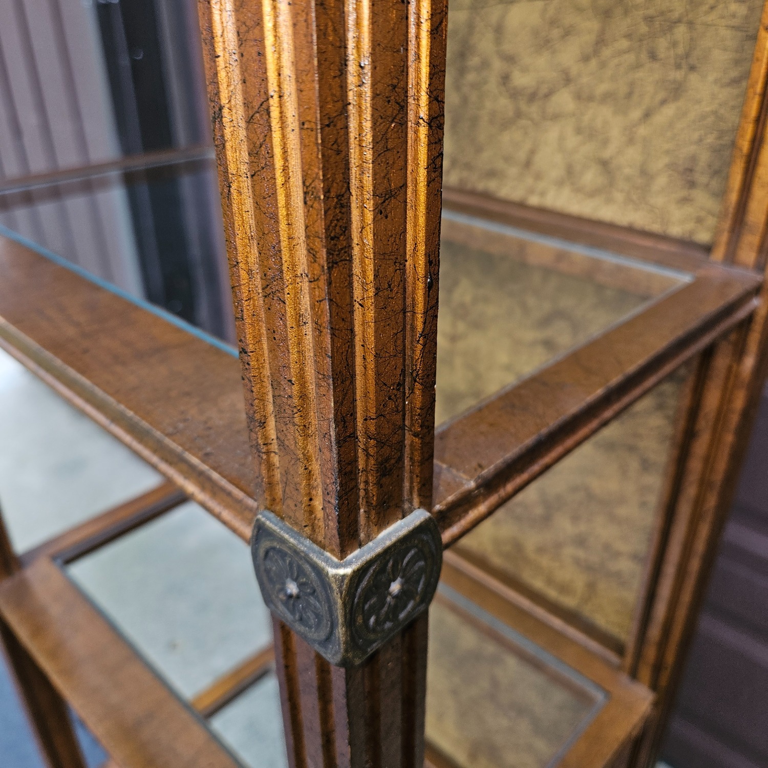 Antique French Style Giltwood Open Display Cabinet - image-7