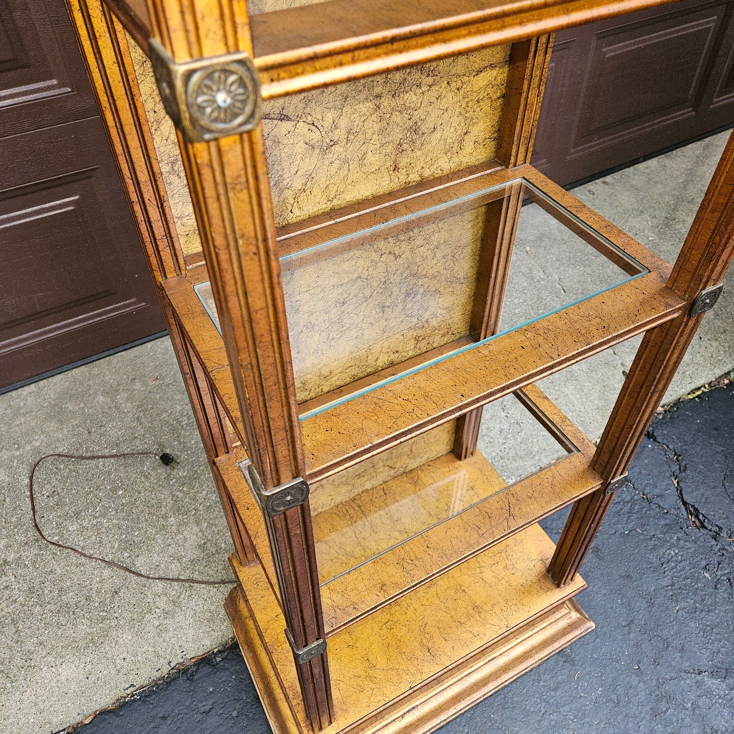 Antique French Style Giltwood Open Display Cabinet - image-8