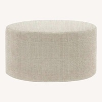 Softline A/S White Wool Drum Pouf Ottoman