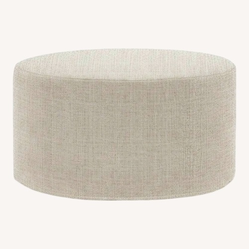 Used Softline A/S White Wool Drum Pouf Ottoman for sale on AptDeco