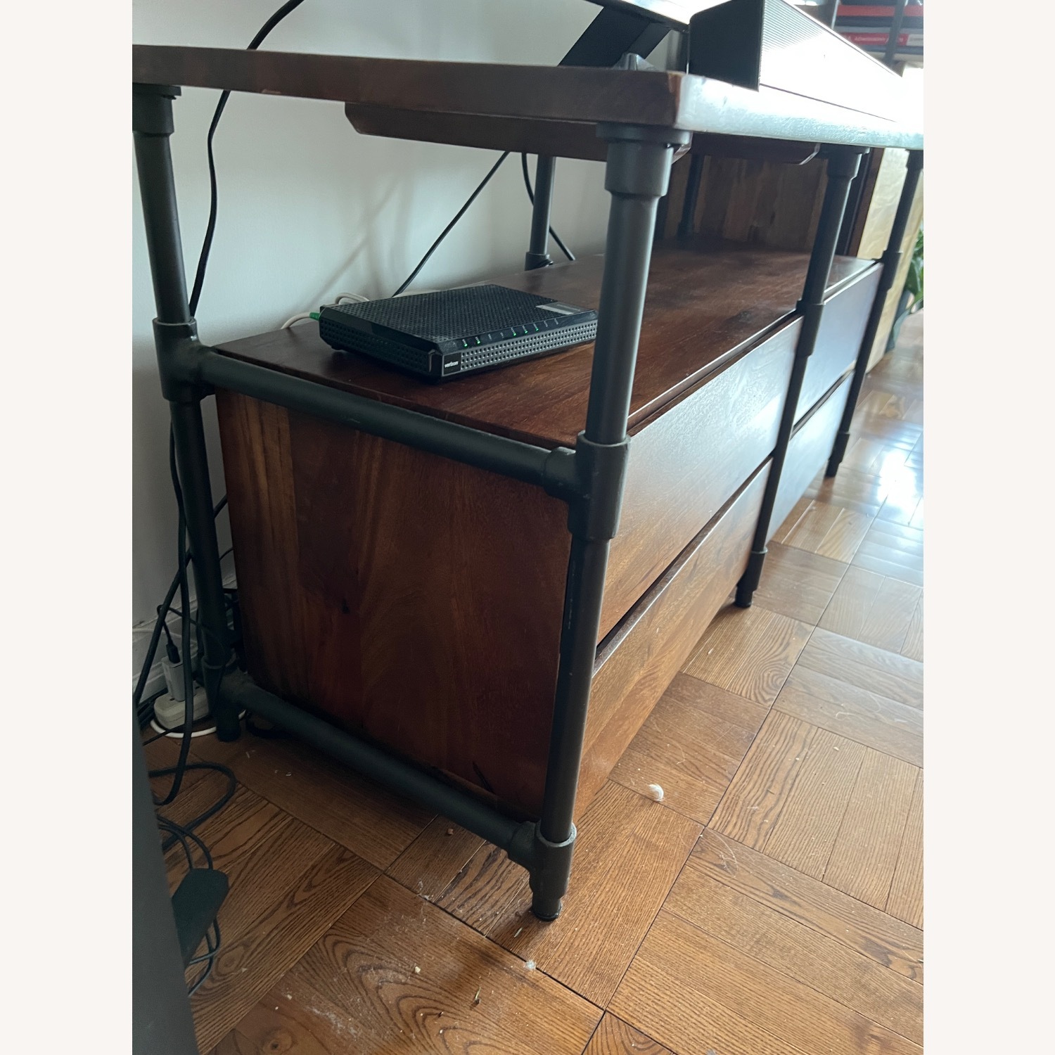 West Elm Pipe Dark Brown Wood Media Storage - image-3