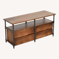 West Elm Pipe Dark Brown Wood Media Storage