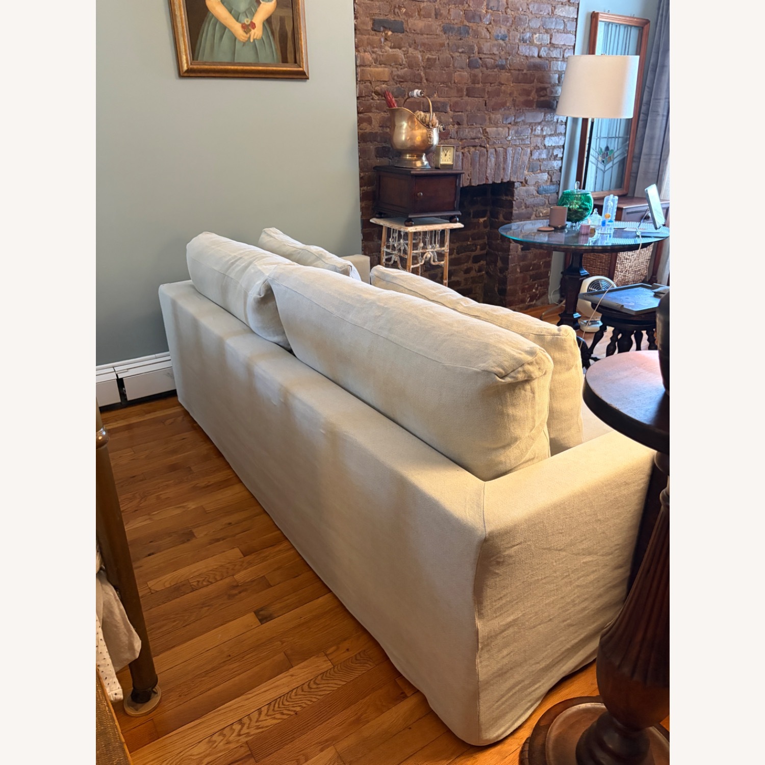 Six Penny Devyn Natural Linen Slipcovered Sofa - image-2