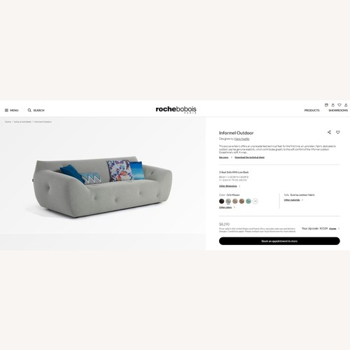 Used Roche Bobois Light Gray Fabric 3+ Seater Sofa for sale on AptDeco