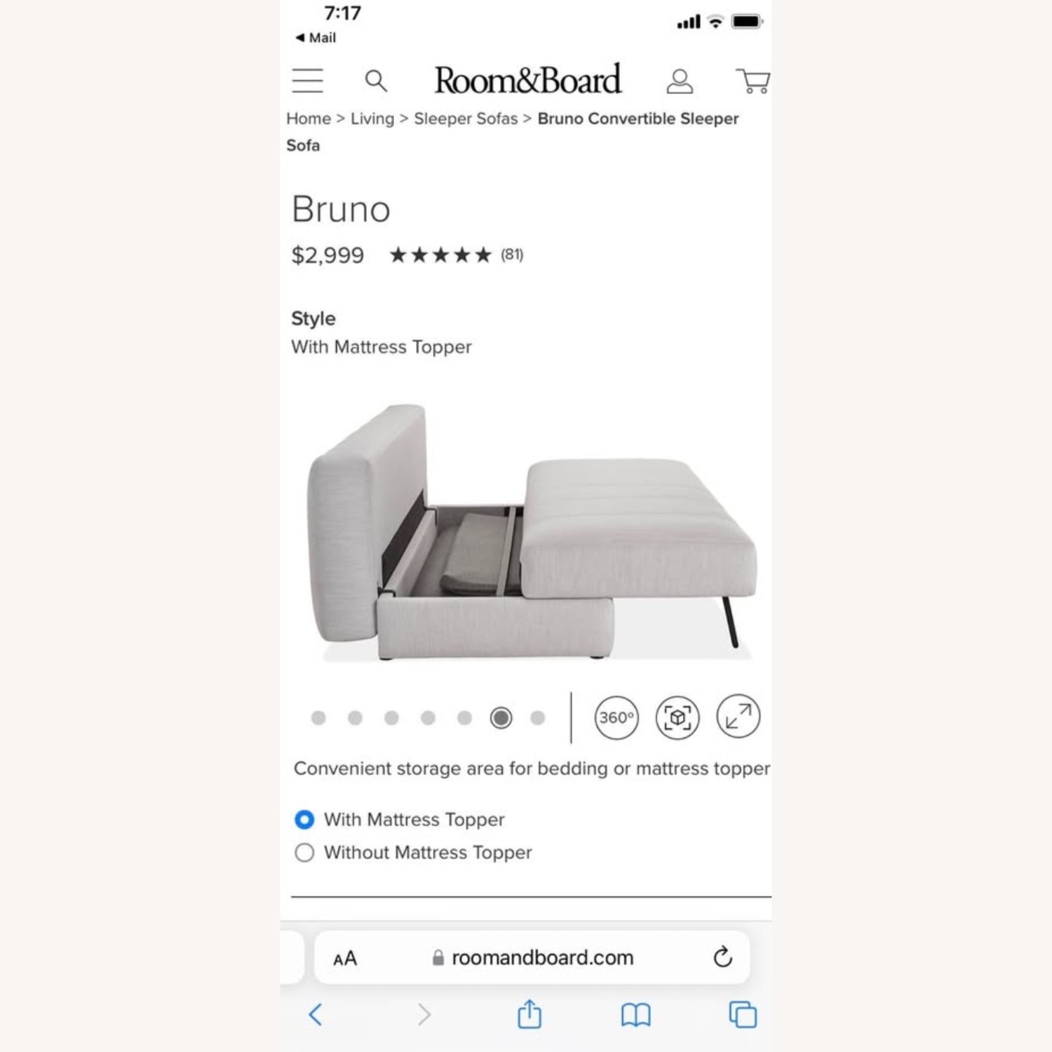 Room & Board Bruno Sleeper Sofa - image-2