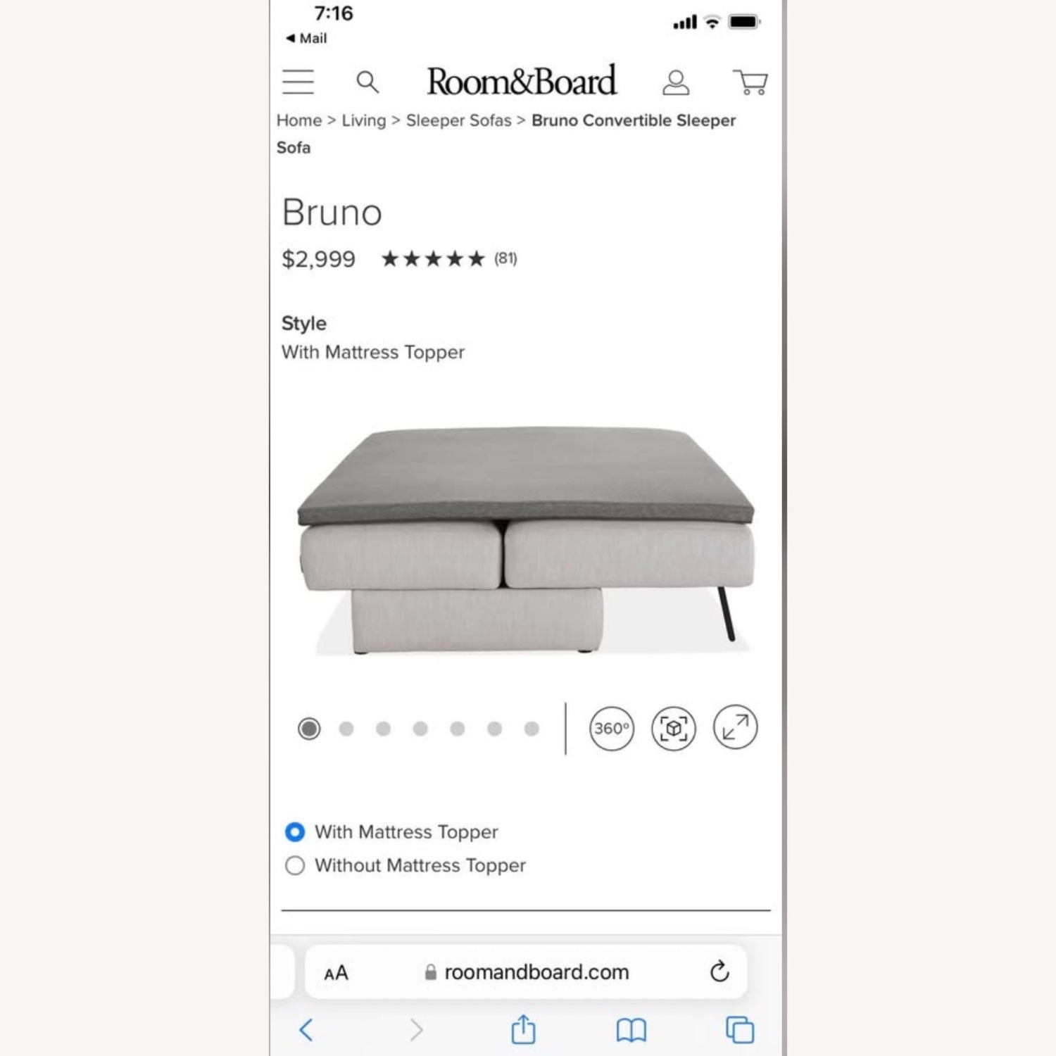 Room & Board Bruno Sleeper Sofa - image-3