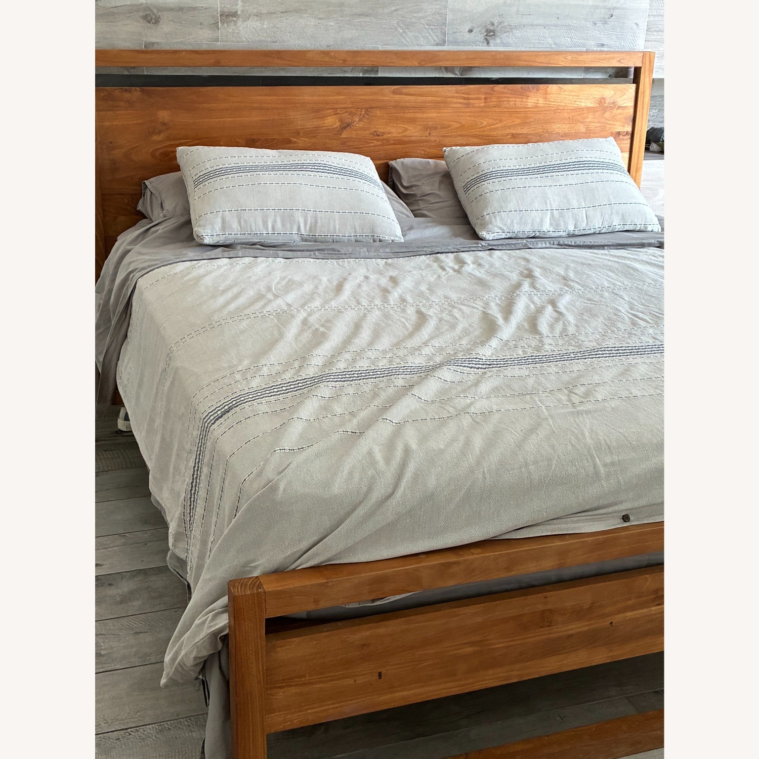 Crate & Barrel Linea Natural Teak Wood King Bed - image-2