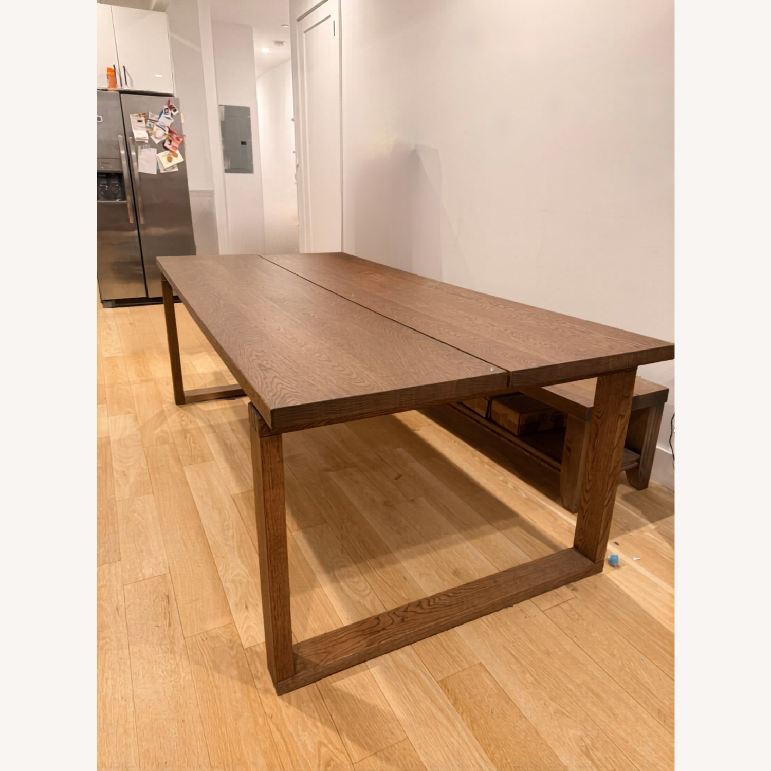 IKEA Modern Dark Brown Wood Dining Table + Bench - image-1