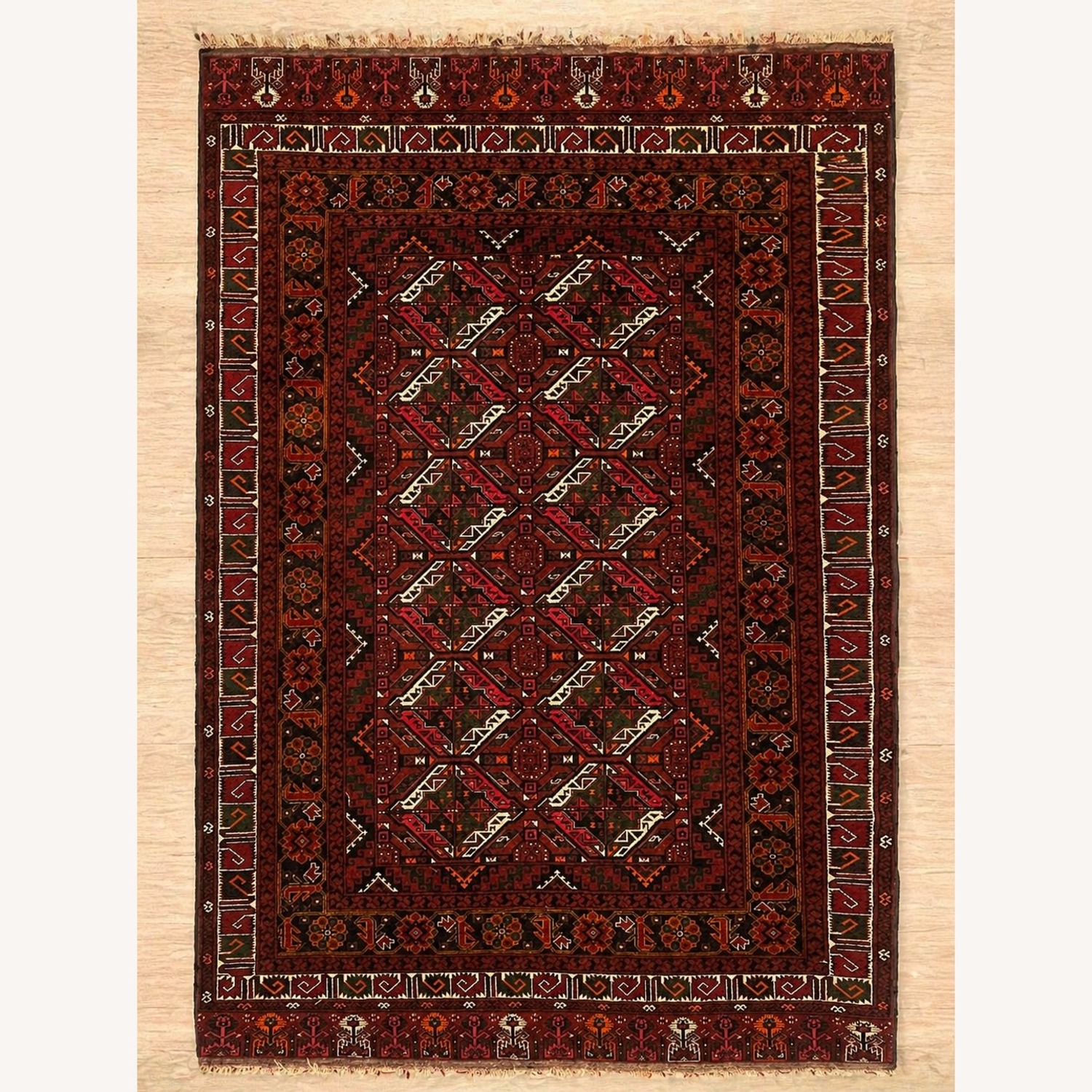 Vintage Hand-Knotted Kunduz Rug  5' x 8' - image-1