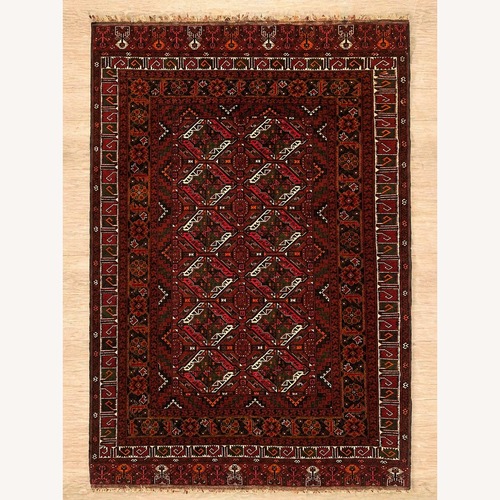 Used Vintage Hand-Knotted Kunduz Rug  5' x 8' for sale on AptDeco