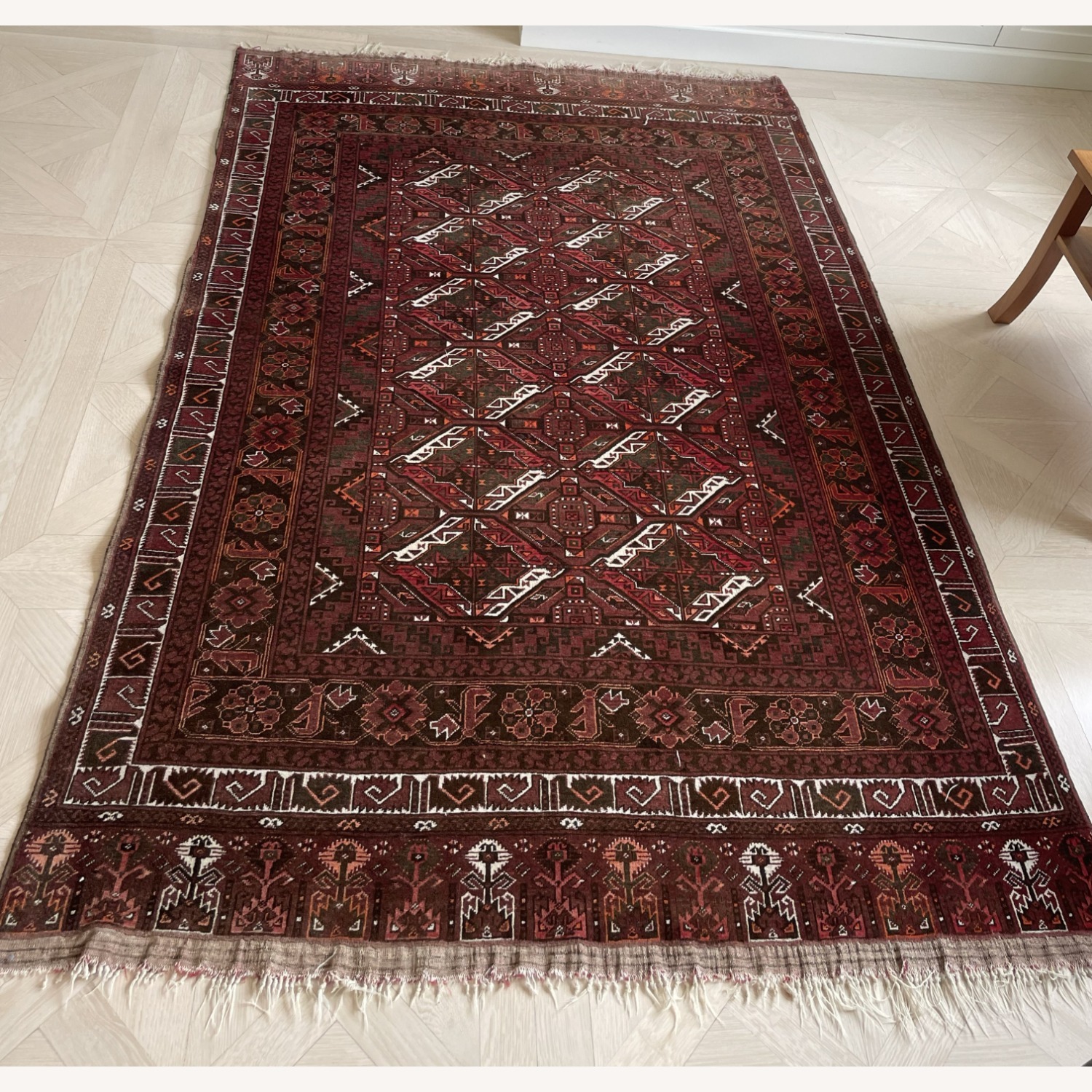 Vintage Hand-Knotted Kunduz Rug  5' x 8' - image-3