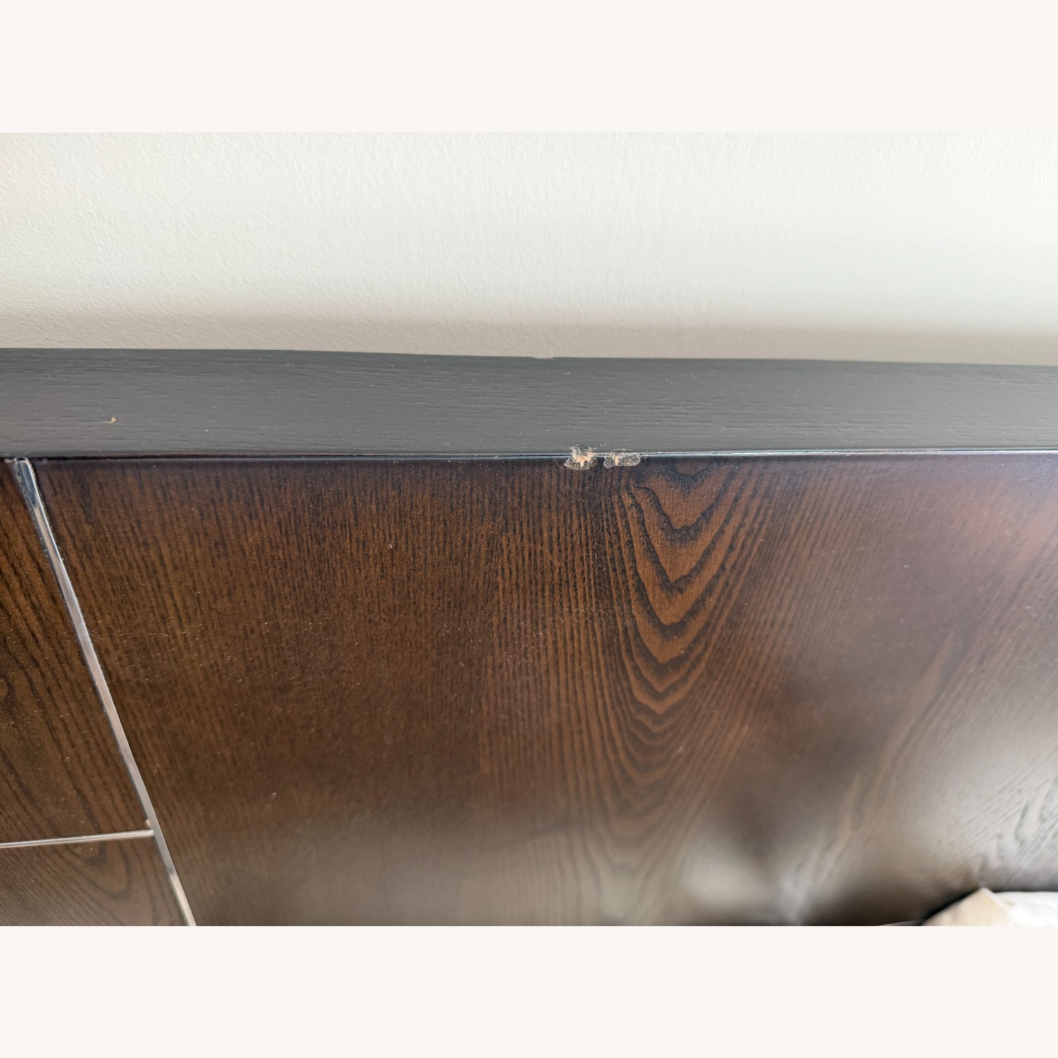 West Elm Queen Bed with Dark Wood Headboard - image-6