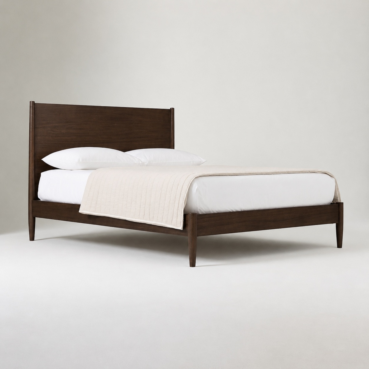 West Elm Queen Bed with Dark Wood Headboard - image-4