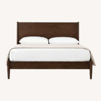 West Elm Queen Bed with Dark Wood Headboard