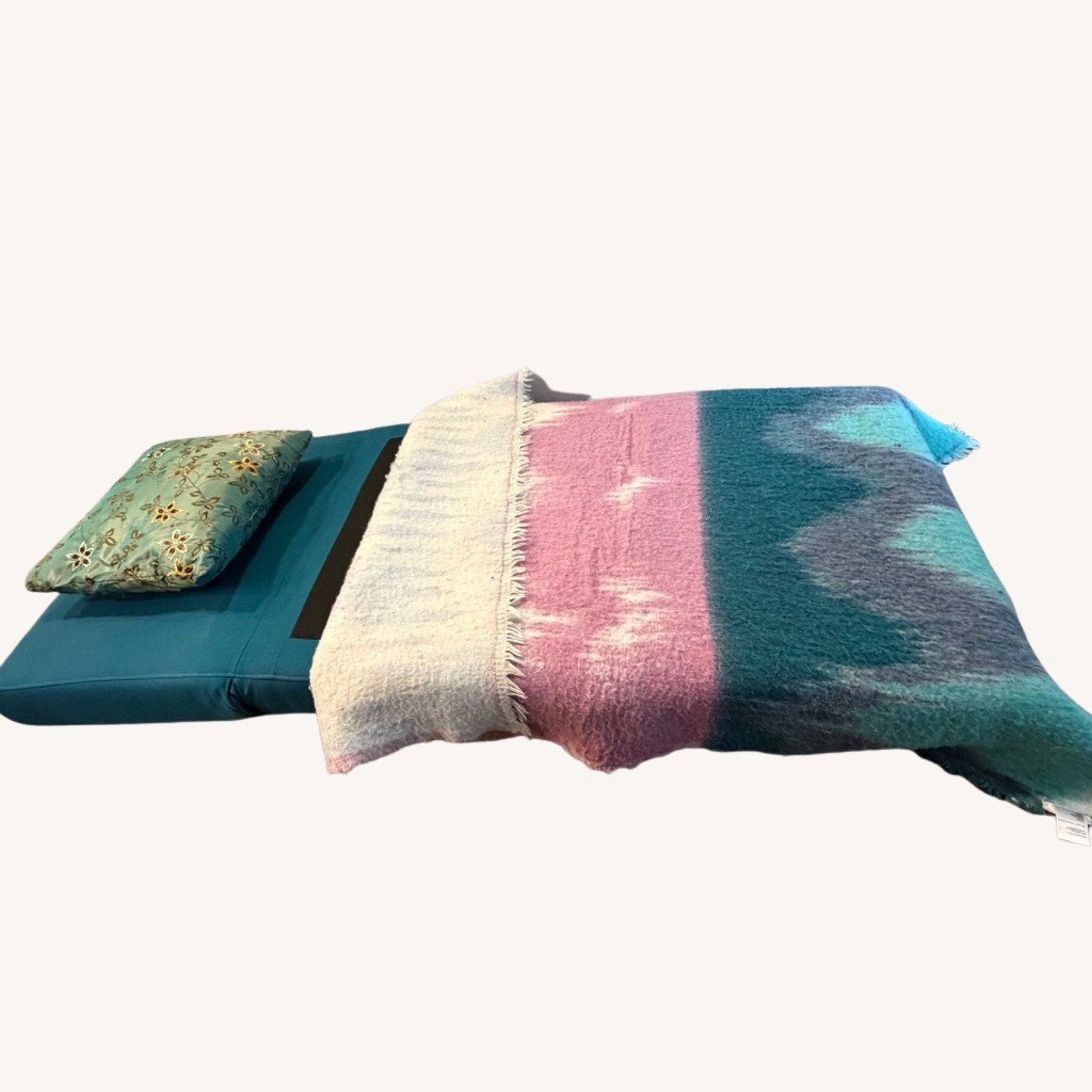 Wayfair Teal-Blue Fabric Chair Bed - image-3