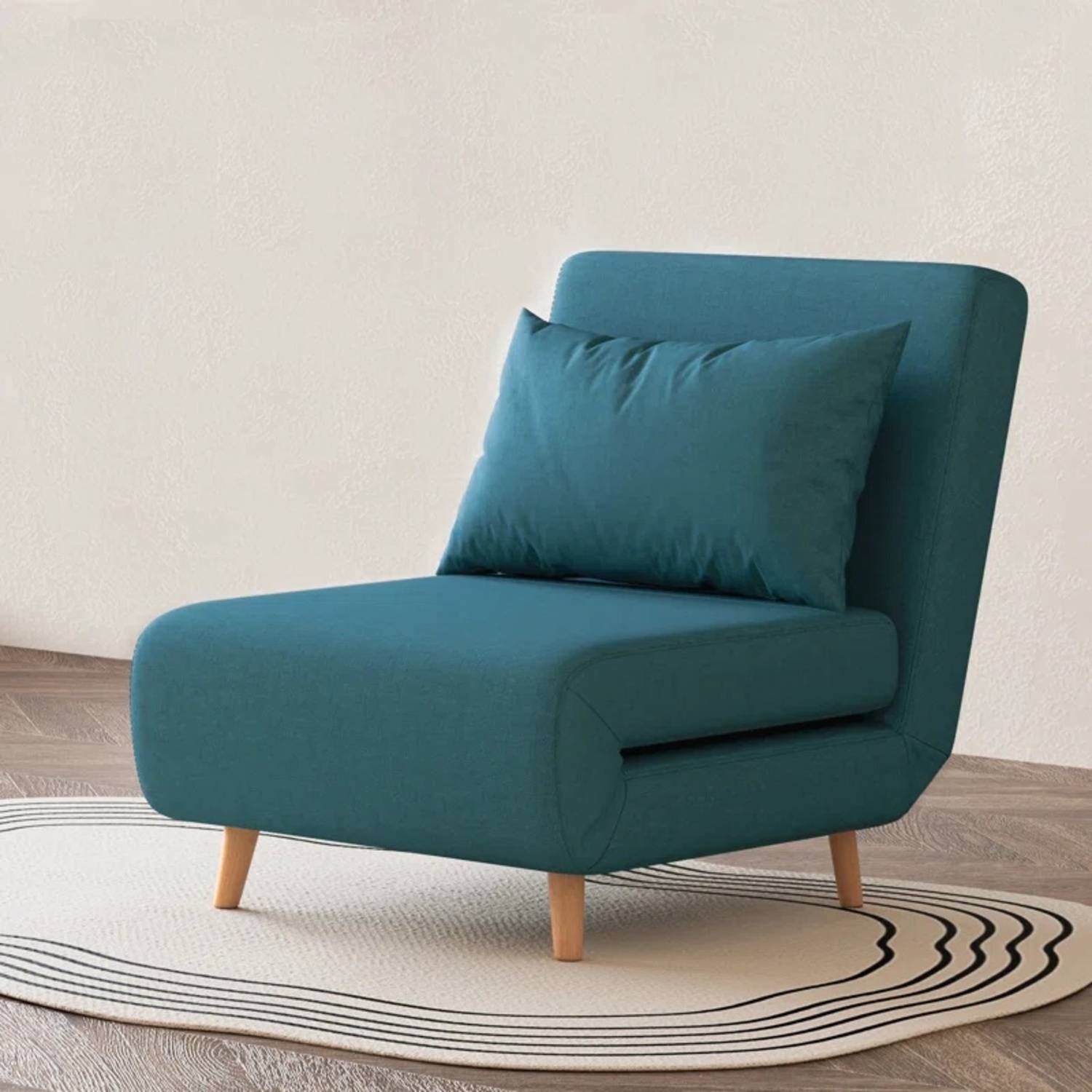 Wayfair Teal-Blue Fabric Chair Bed - image-6