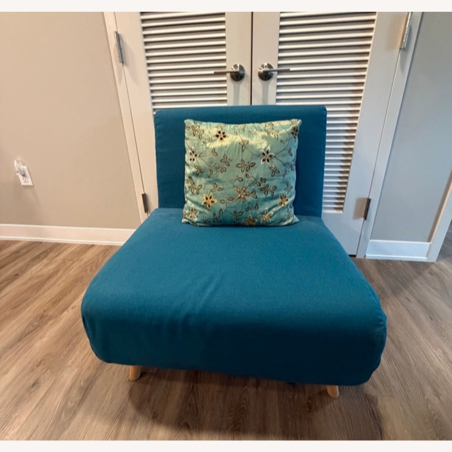 Wayfair Teal-Blue Fabric Chair Bed - image-5