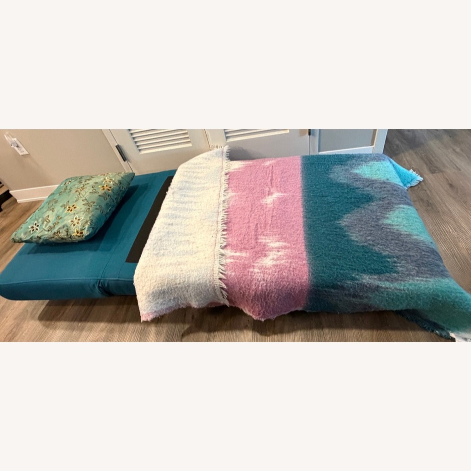 Wayfair Teal-Blue Fabric Chair Bed - image-4