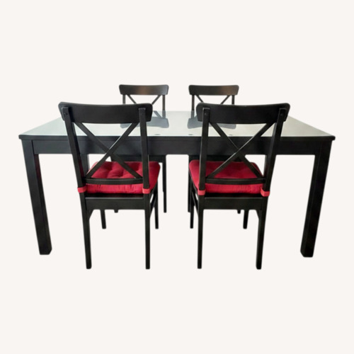 Used IKEA Ålhult / Nordmansskär Black Wood Dining Set for sale on AptDeco