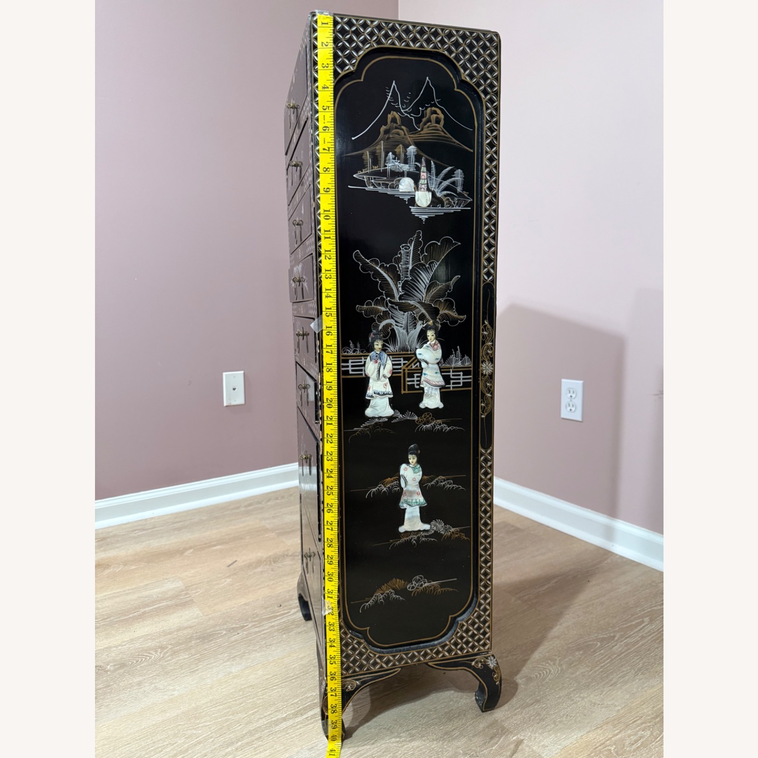 Black Wood Jewelry Armoire - Asian Themed - image-14