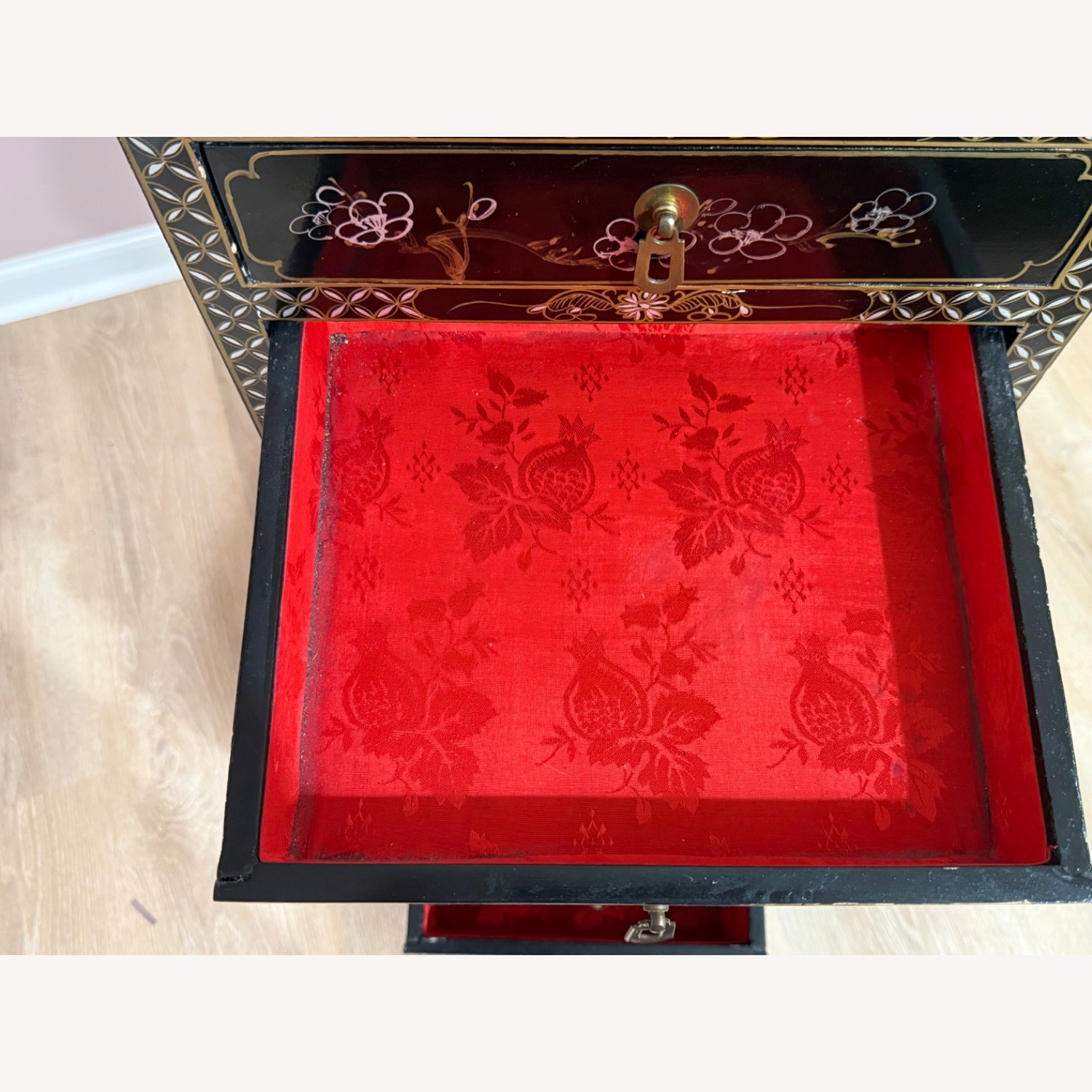 Black Wood Jewelry Armoire - Asian Themed - image-10