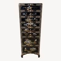 Black Wood Jewelry Armoire - Asian Themed