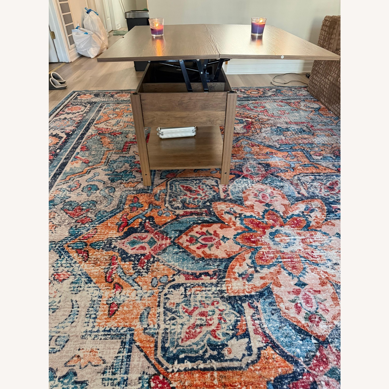 Dark Brown Wood Coffee Table - image-4