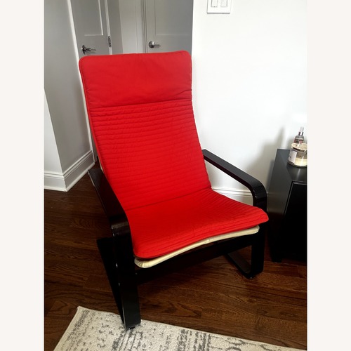 Used IKEA Poäng Red Fabric Armchair for sale on AptDeco