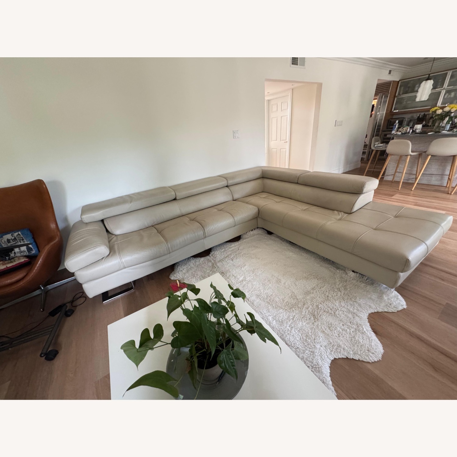 Cantoni Beige Leather 2 Piece Sectional - image-2
