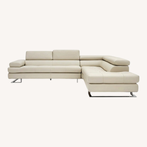 Used Cantoni Beige Leather 2 Piece Sectional for sale on AptDeco